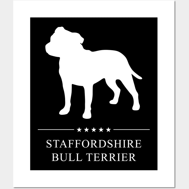 Staffordshire Bull Terrier Dog White Silhouette Wall Art by millersye